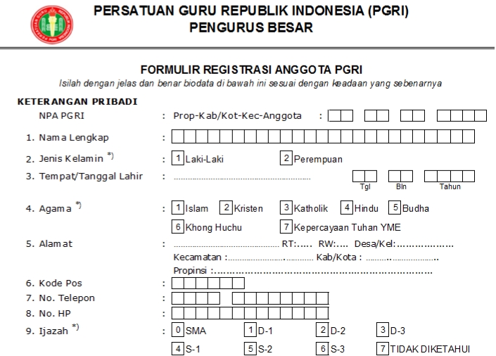Pendaftaran PGRI Lahat - Persatuan Guru Republik Indonesia Cabang Lahat
